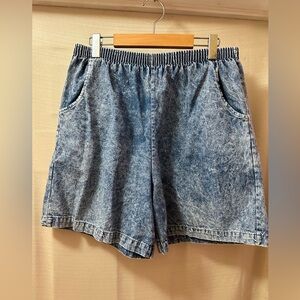 Vintage Tops n Trends Medium Acid Wash Denim Shorts High Rise Elastic